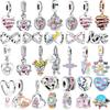 New 925 Silver Colorful Infinite Heart Flower Charms Fit Original Pendant Bracelet Necklace DIY Ladies Fine Jewelry