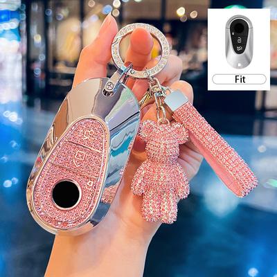 Diamond Pink ICAR for Mercedes Benz C S Class W206 W223 S350 C260 C300 S400 S450 S500 Remote Smart Car Key Case Cover Fob Chain