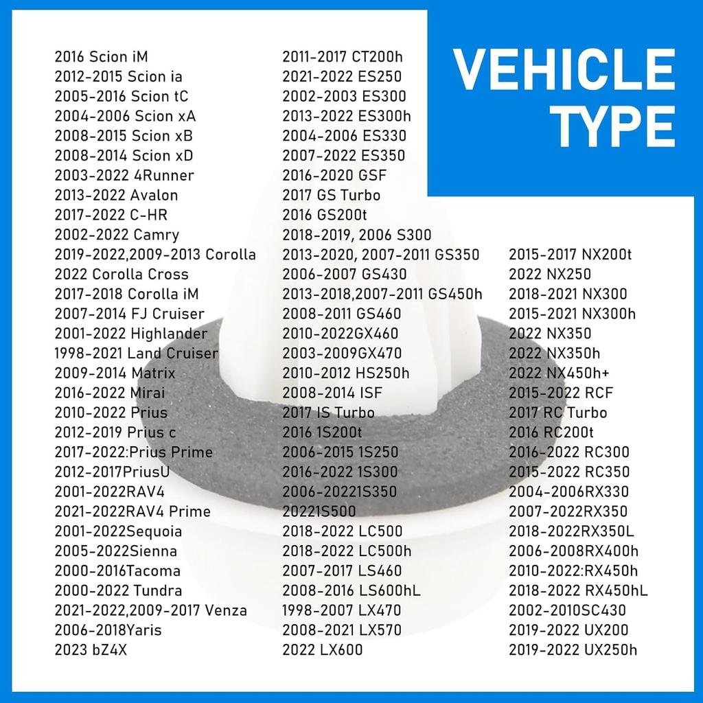 WZP 10PCS Door Trim Panel Retainer Clips, Car Door Fastener, Compatible with T0y0ta, Lexus, Camry, High Lander, RAV4, FJ Cruiser, ES 350, GX 470, is