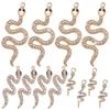 12Pcs 3 Colors Zinc Alloy Pendants Snake with Rhinestones Golden 27~58.5x10~23mm 4pcs/color