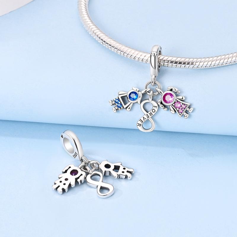 Copper Love My Sister Charm Forever Boy Girl Pendant Jewellery Fit Original Bracelet For Women Diy Gift