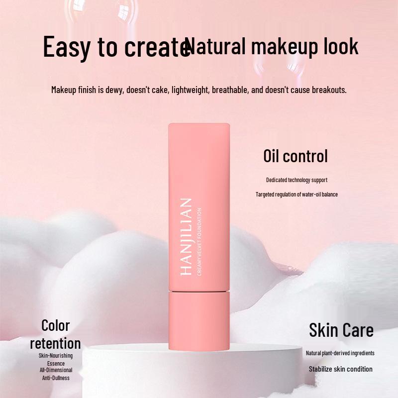 Han Ji Lian Creamy Velvet Foundation: Lightweight, Brightening & Moisturizing for Non-Cakey, Long-Lasting Coverage
