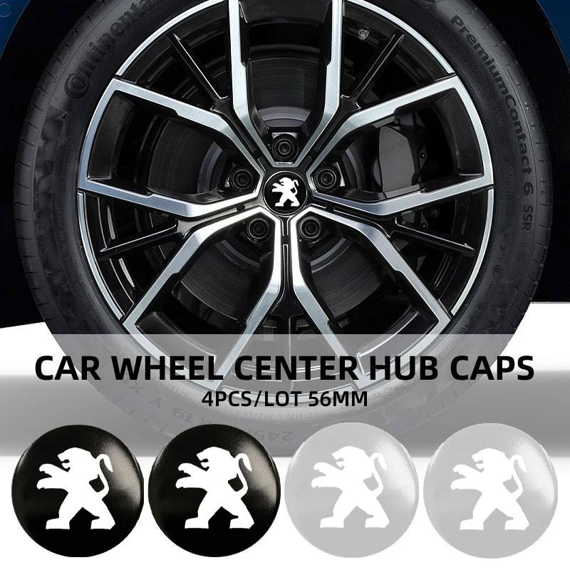Aluminum Badge Car Wheel Center Cover Hub Caps Emblem For Peugeot 408 4008 308 3008 Rifter 5008 508 2008 208 301 RCZ Accessories A2