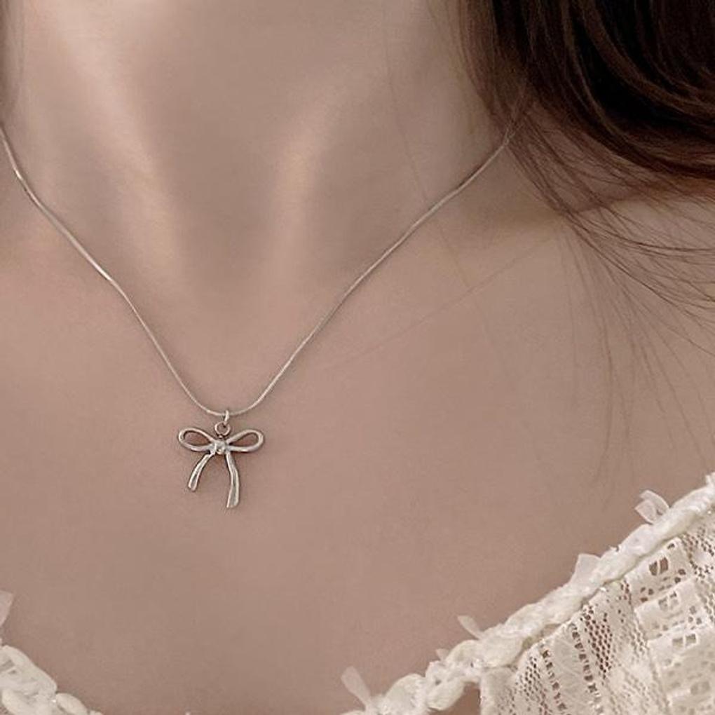 Surgical Steel Cute Cherry Ribbon Necklace (2 types)