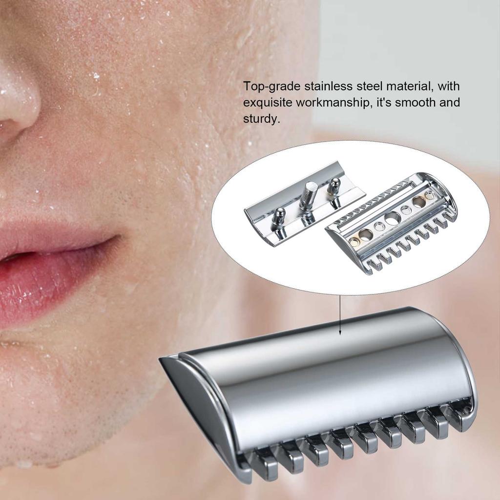 1PC Traditional Replacement Safety Razor Head Chrome Scalloped Bar Double Edge Safety Razor Head Shaving Open Comb Head