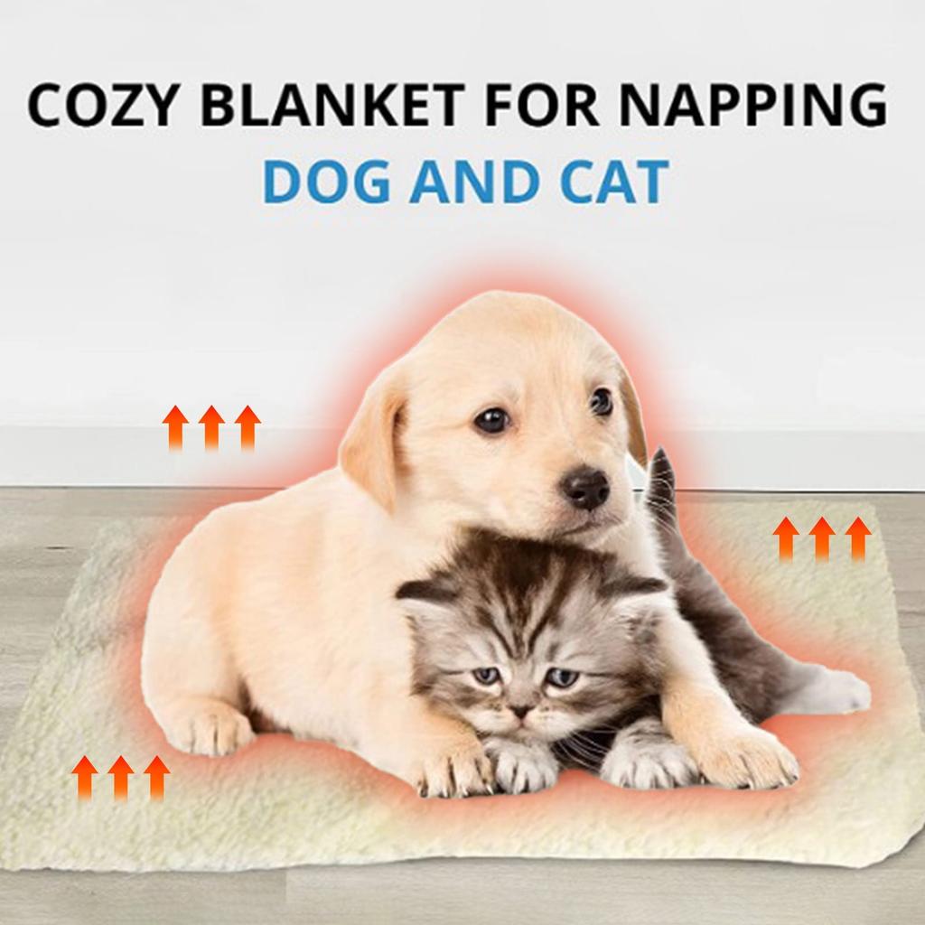Self-heating pet pad, cat and dog bed mat, warm and removable for washing, beige color