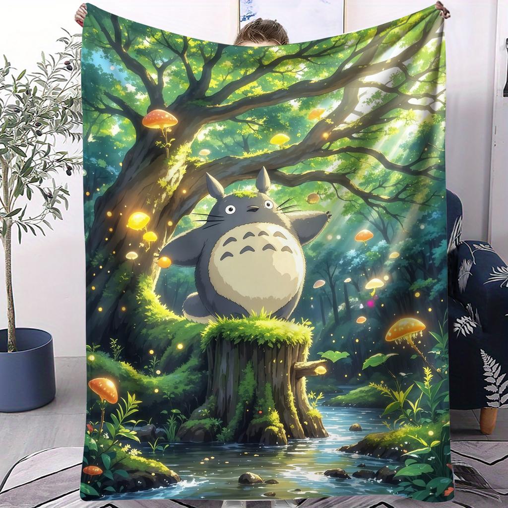 Classic Cartoon Anime T-Totoros Blanket For Office Travel Comfort Leisure Camp Travel Multifunctional Universal Blanket Fan Gift