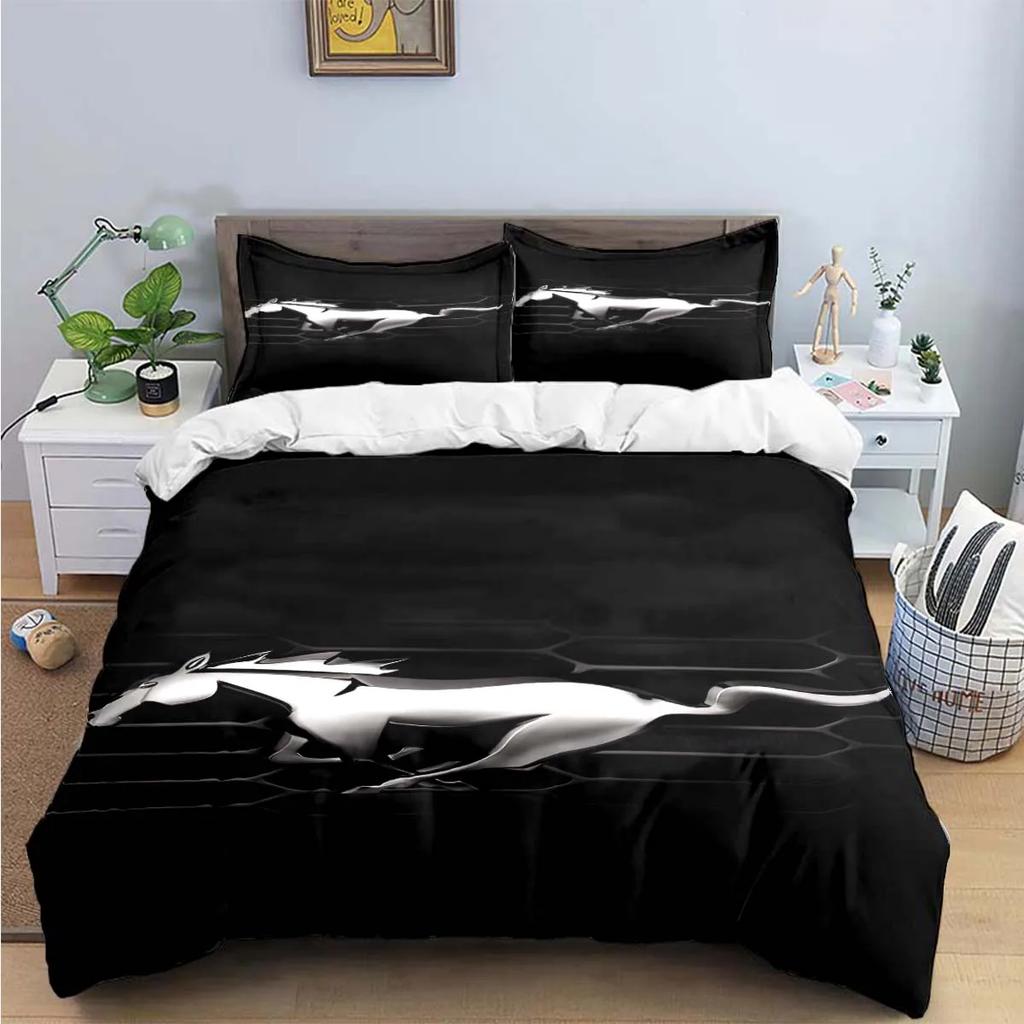 Fashion Exquisite M-Mustang Print Bedding Sets Exquisite Bed Supplies Set Duvet Cover Bed Comforter Set Bedding Set Luxury  Gift