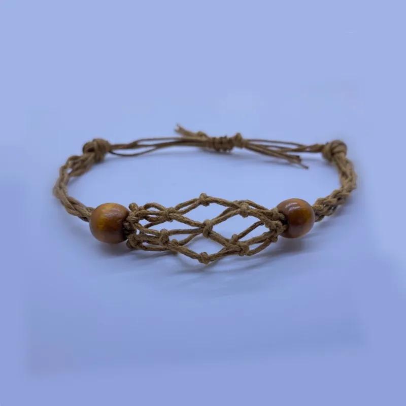 Nastavitelná šňůrka na náhrdelník Prázdný držák na meditační kámen Vosková šňůrka na náhrdelník Přírodní křišťál Léčivý kámen Čakrová síťová taška