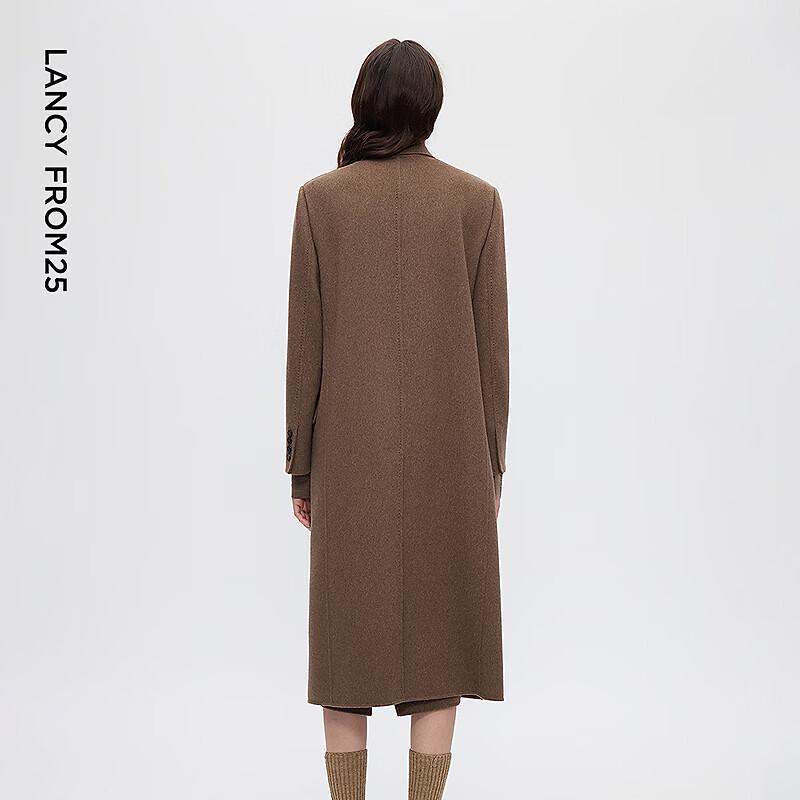 LANGZI Women's Cashmere Double-Faced Suit Collar Coat