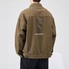 Men's Loose Fit Plus Size Khaki Denim Jacket - American Retro Spring/Autumn, Japanese Trend Brand