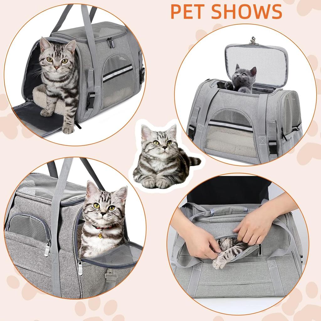1PC Pet Carrier Bag Airline Approved Up for Cats and Dogs Up to 20LBs, Soft Cat Carrier Dog Carrier Travel Kitten Carrier with M