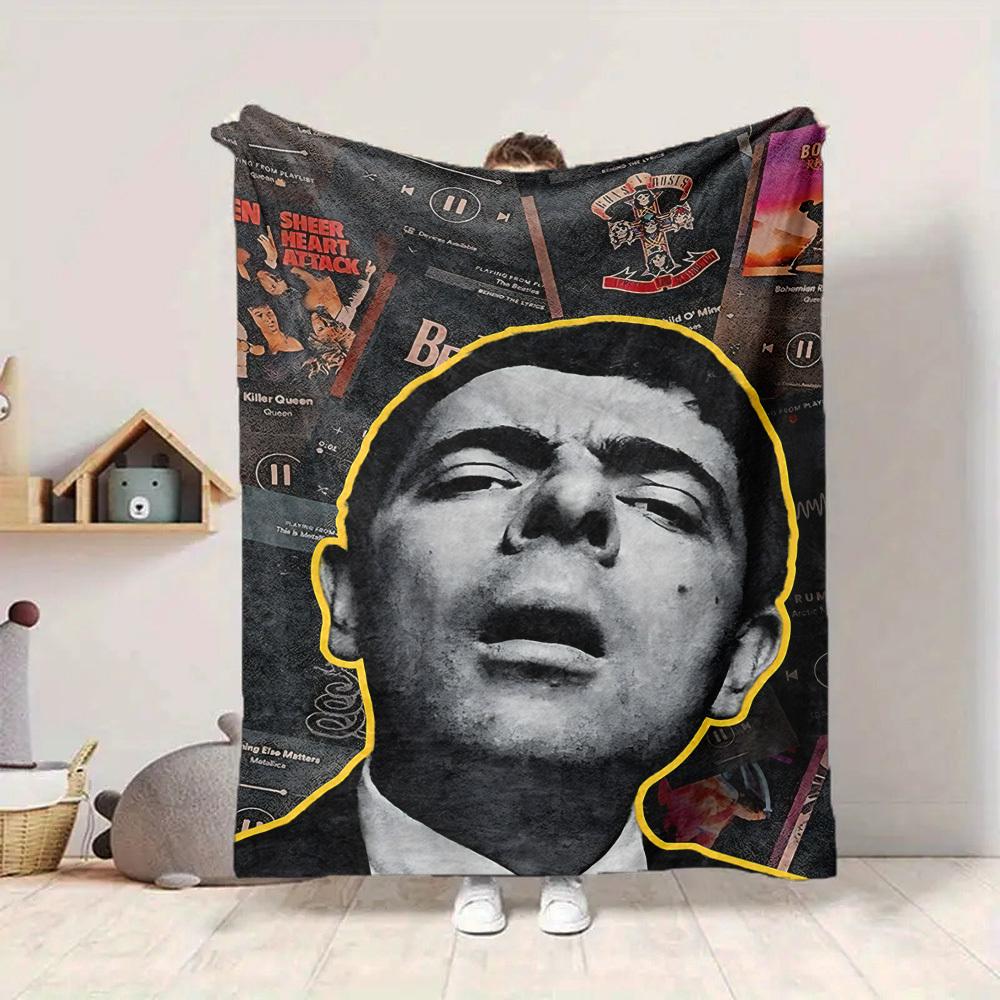 1pc Music Fan Flannel Throw Blanket HD Printed Lightweight Soft Warm All Season Blanket for Sofa, Bed, Travel, Camping Machine Washable
