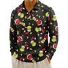 Men's Casual Christmas Print Button Long Sleeve Shirt