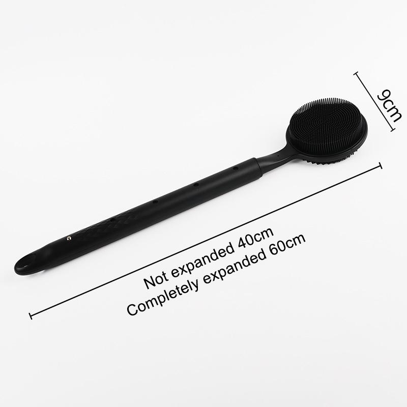 

Силиконовая щетка для спины для душа, щетка для тела с телескопической регулируемой длинной ручкой, двусторонняя щетка для душа чёрный