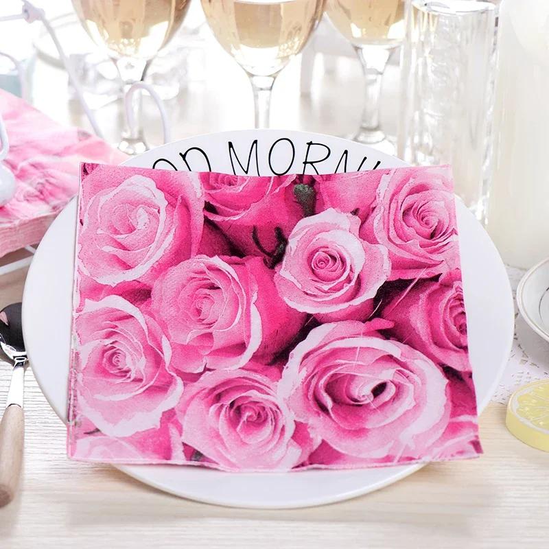 20pcs/Pac 33*33cm 2-Ply Disposable Party Napkin Floral Pattern