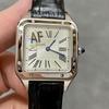 Relógio AF Dumont Ultra-Fino Santos Quadrado Romano à Prova d'Água Quartzo Couro Genuíno para Casais