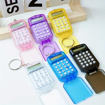 8 Bit Mini Calculator Exquisite Keychain Cute Hanging Flip Calculator Student Supplies Jelly Color Portable Learning Daily Acces