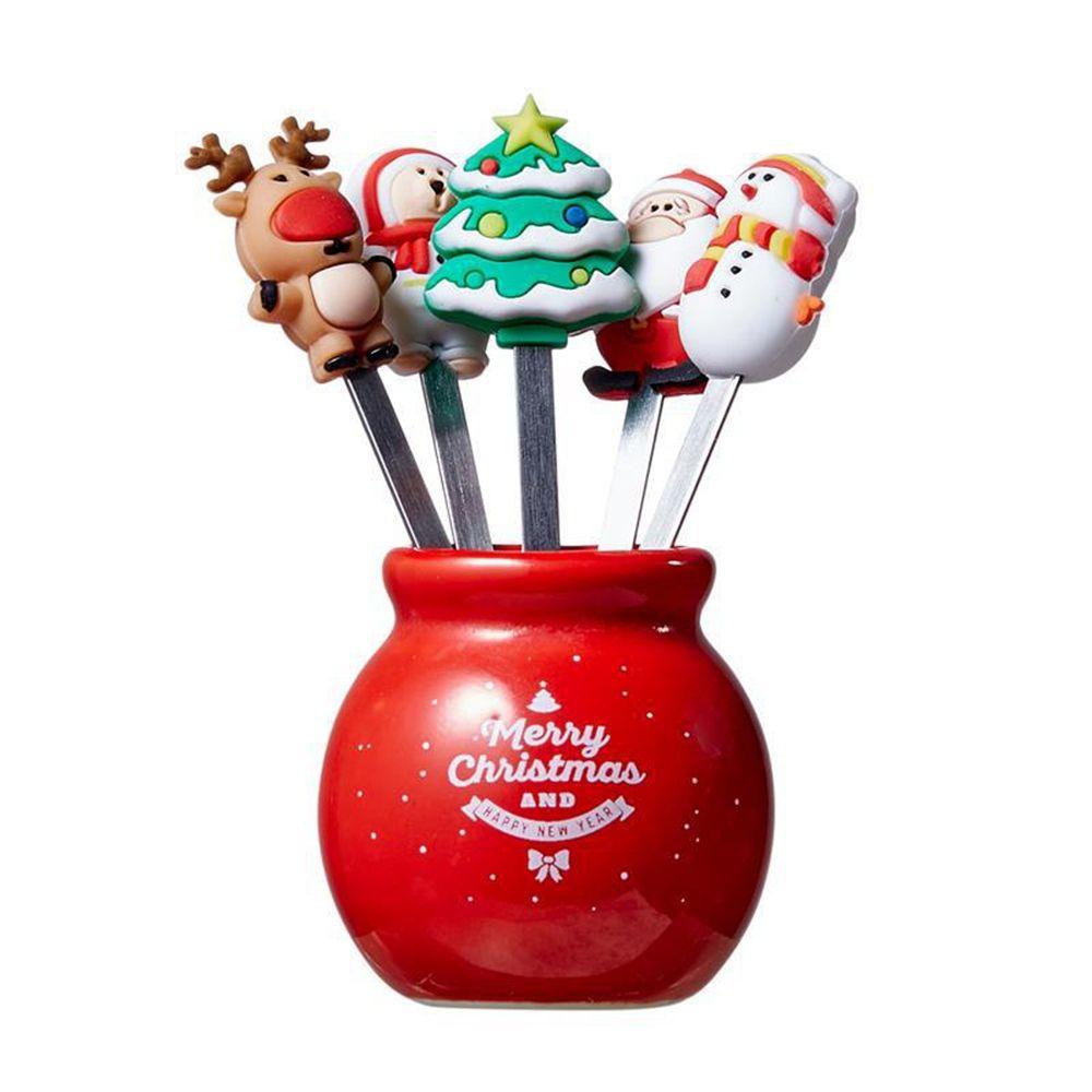 Ornaments New Year Table Accessories Vegetable Fork Christmas Decorations Christmas Fruit Fork