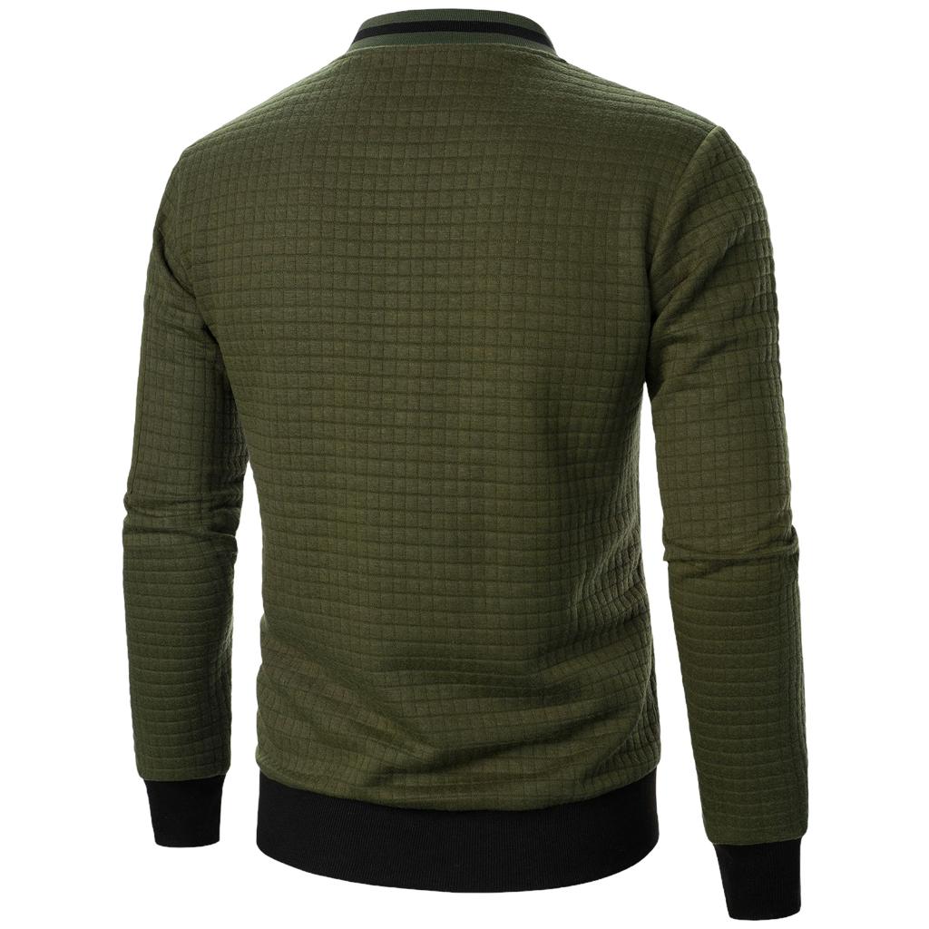 Men's Casual Zip Up Stand Collar Sweatshirt Jacket in Plaid and Colors
