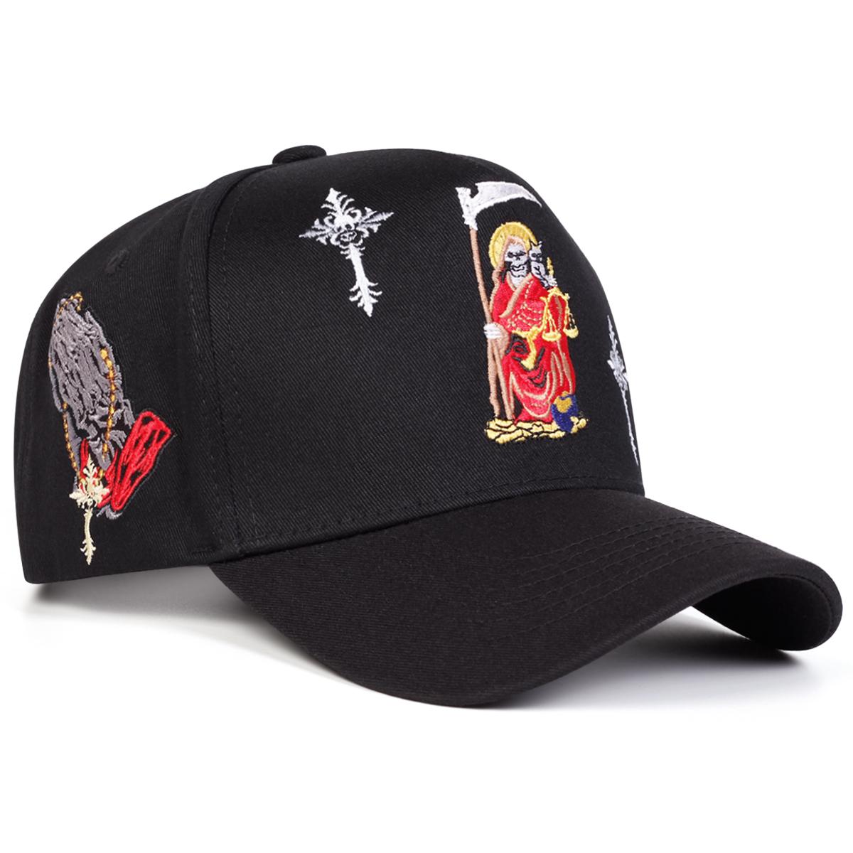 

Unisex Gothic Cross Embroidery Baseball Caps Spring Autumn Outdoor Adjustable Casual Hats Sunscreen Hat Sports Cap чёрный