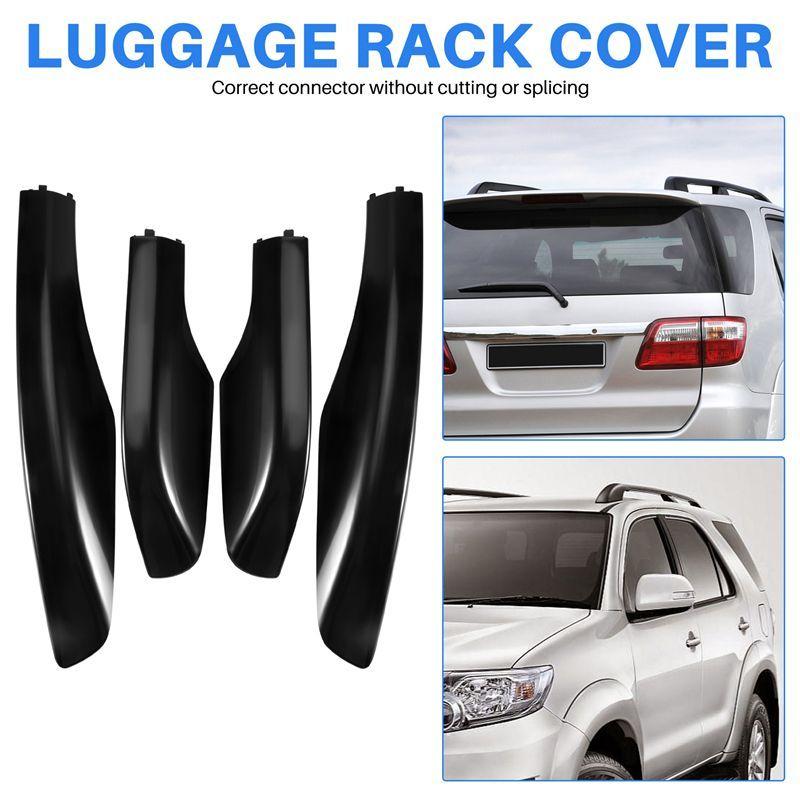 NEW-4PCS Black ABS Car Roof Luggage Rack Rail End Cover Shell Protector Fit For Toyota Fortuner 2004-2014