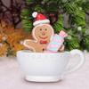 Christmas Decoration Mini Coffee Mug Decor with Faux Whipped Cream Toppers Resin Santa Snowman Tabletop Figurine for Home Parties Supplies