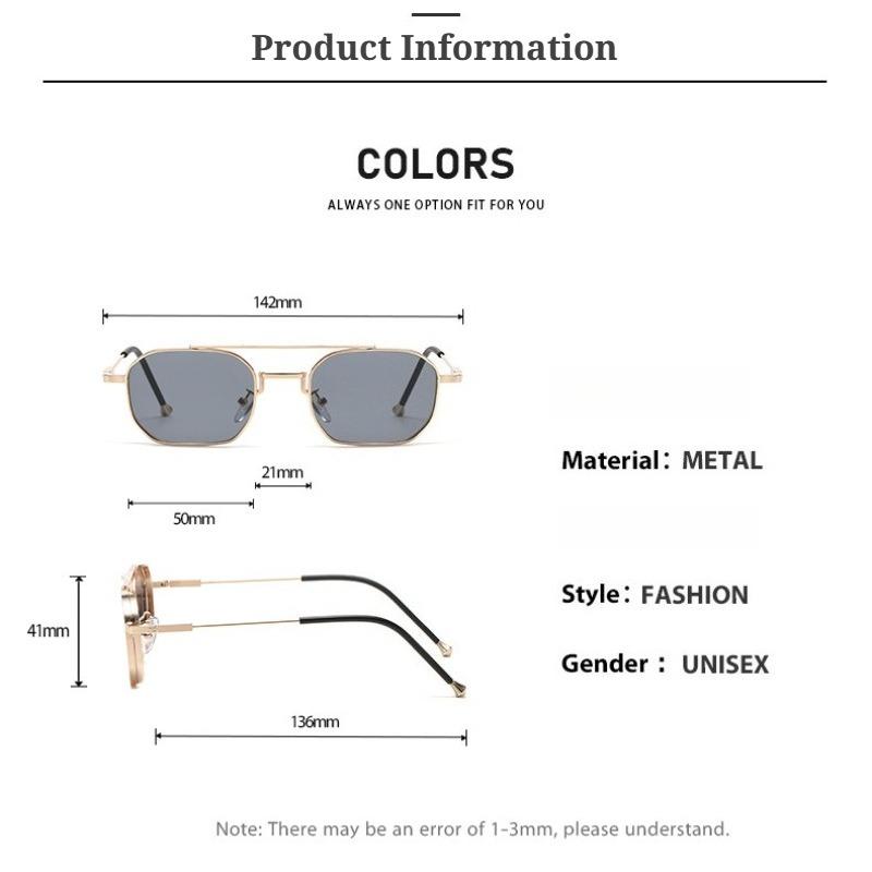 New Trendy Fashion Metal Double-Bridge Sunglasses Premium Business Square-Frame UV-Protective Eyewear Classic Driving Shades