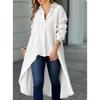 Camisa Casual de Color Sólido para Mujer, Manga Larga, Holgada, Cuello Solapa