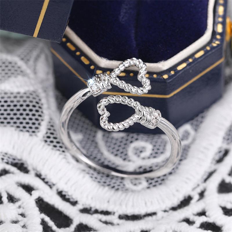 1Pc Heart-shaped Simple Ring, Adjustable Opening, Hemp Rope Ring, Peach Heart-shaped Accessories