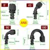 ZG Aluminum Alloy Material 0/45/90/180 Degree Push Lock Hose Fitting AN4 -- AN12 Push-On Barb Fuel Oil Coolant Hose Connector
