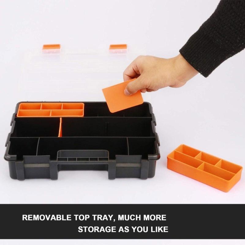 Wasserdichte Werkzeugkiste für die Werkstatt mit modularem Fächersystem, verstärkte Kunststoffkonstruktion für lange Haltbarkeit