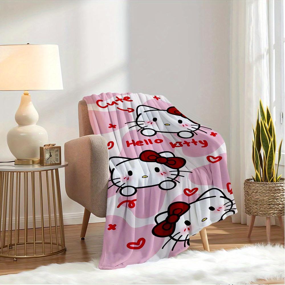 1pc Cute, Hello Kitty, BowDigital Print Fleece Blanket - Contemporary Style, Suitable for All Seasons, Perfect for Home, Travel, or Camping