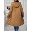 VEZFAA Women's Fashion Casual Fall Winter Solid Color Print Long Sleeve Jackets & Coats Down Coats