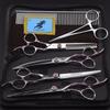 7" Pink Plum Blossom Pet Grooming Scissors Set: 4-Piece Includes Straight, Bent, Thinning Scissors & Comb