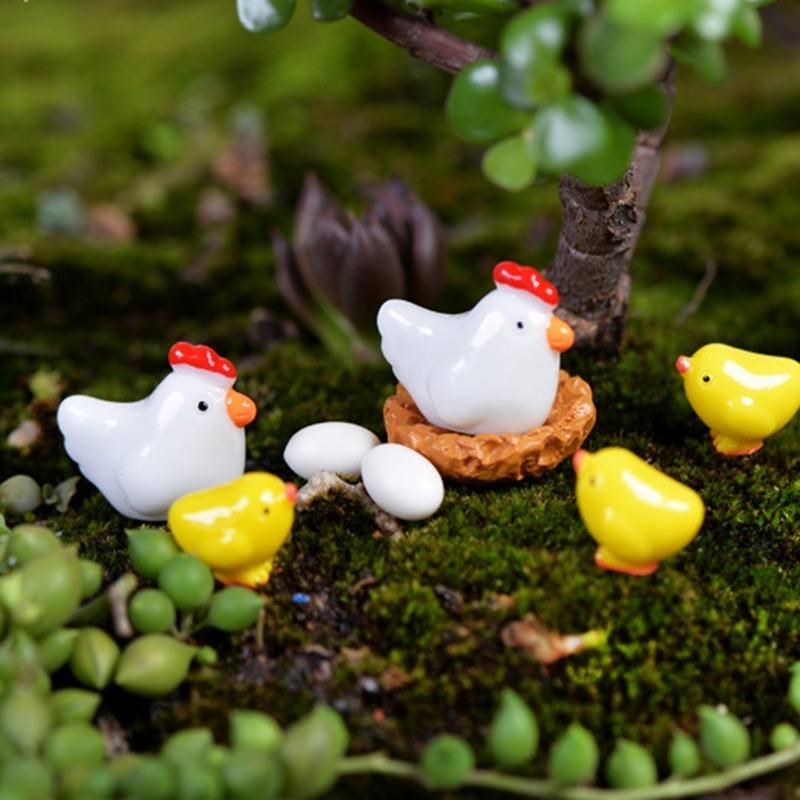 12 Pcs Mix Chicken Chick Egg Nest Figurine Miniatures Home Decoration Kawaii Accessories Garden Decor for Home Easter Decoration
