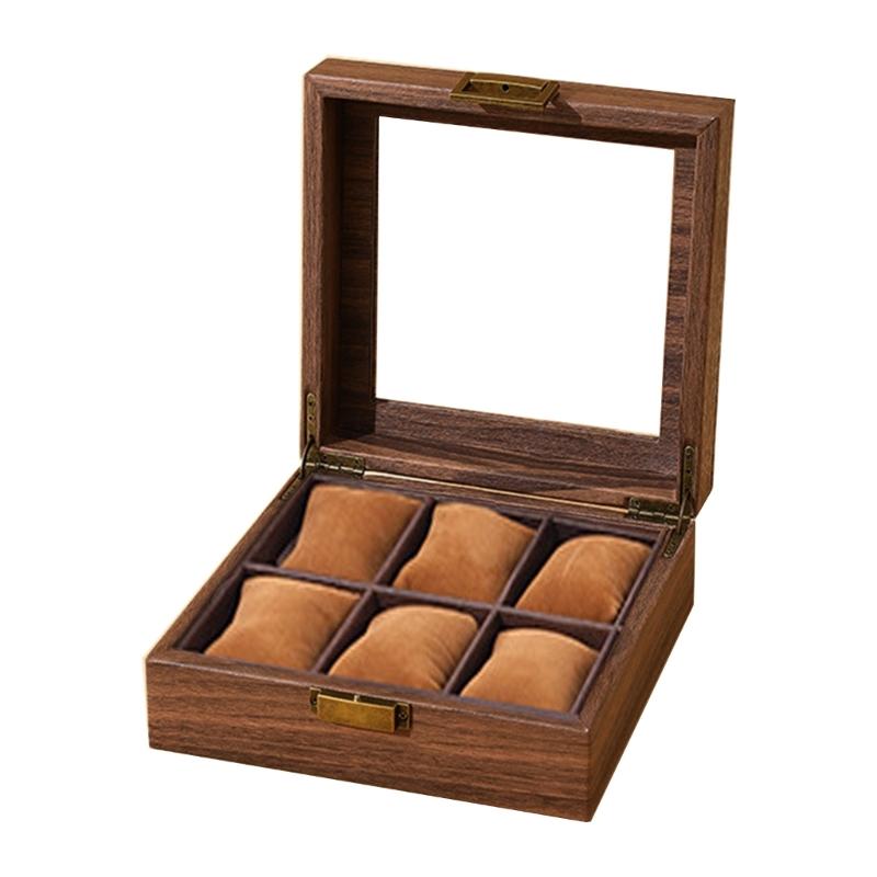 2/3/6/10/12 Grid Watch Box Wood Watch Cases Display Holder Wristwatch Organizer Jewelry Gift Box with Clear Lid & Pillow