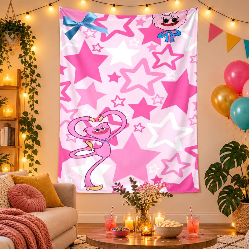 Polyester Wall Tapestry with Kissy Missy Design, Decorative Hanging for Bedroom Living Room Dorm