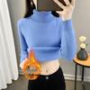 Women's Plus Velvet Warm Knit Sweater, High Collar, Long Sleeve, Thick Inner Layer - 2025 Autumn/Winter Collection