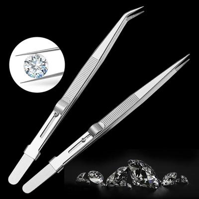 Edelstahl Präzisionspinzette Schiebeverriegelungspinzette Einstellbar für DIY Diamant Edelstein Schmuck Juwelierwerkzeuge zur Schmuckherstellung