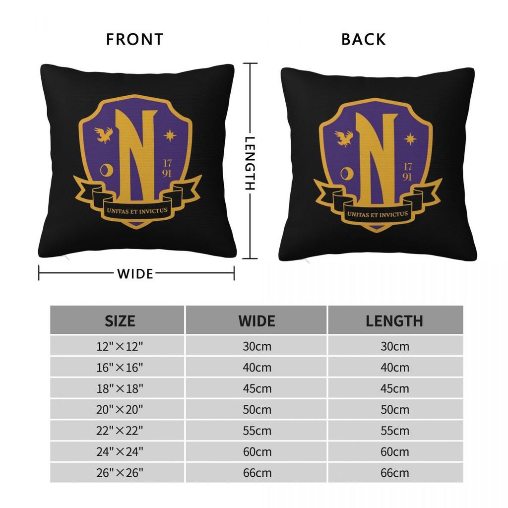 Nevermore Academy Crest (clean) Square Pillowcase Cushion Cover Pillow Case Throw Pillow Cover for Home Sofa Living Room