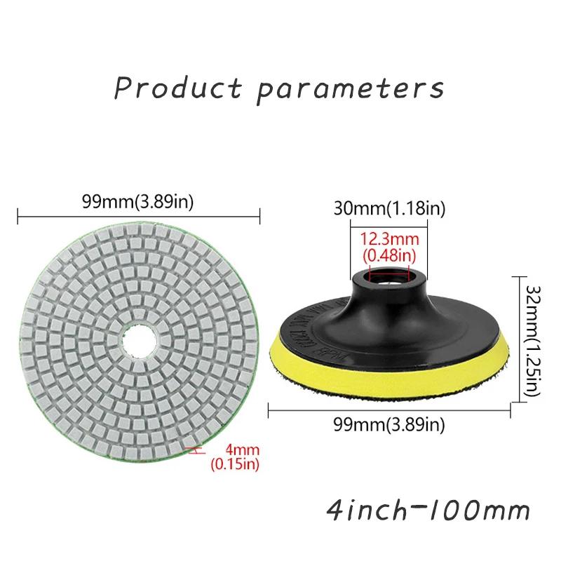 10Pcs 4inch Marble Water Stone Diamond Soft Jade Polishing Pad Flip Over Pad 50-3000 Grit Sandpaper for Grinding Disc Power Tool