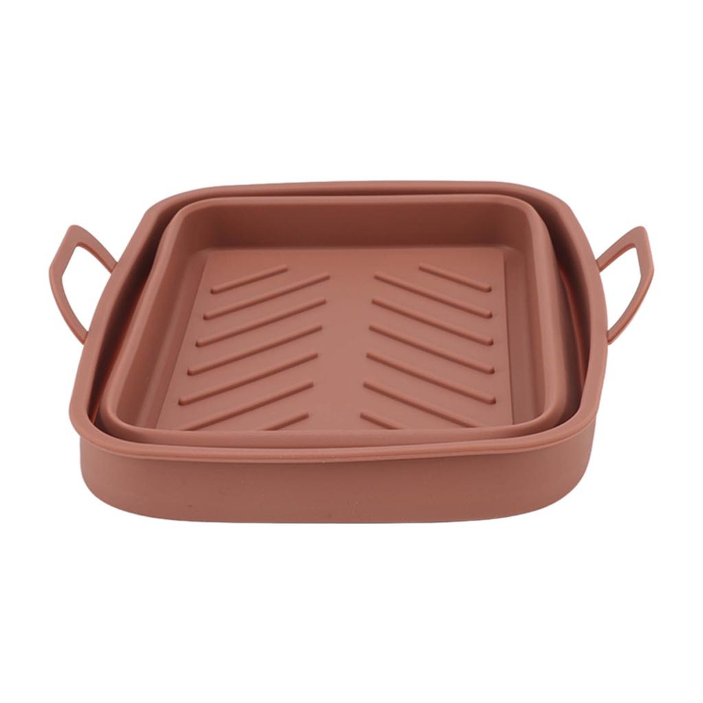 2 Pcs Silicone   Cooker Pot with Handle Rectangular Fryer Liner Tray Replacement for Kitchen Cooking Accessories