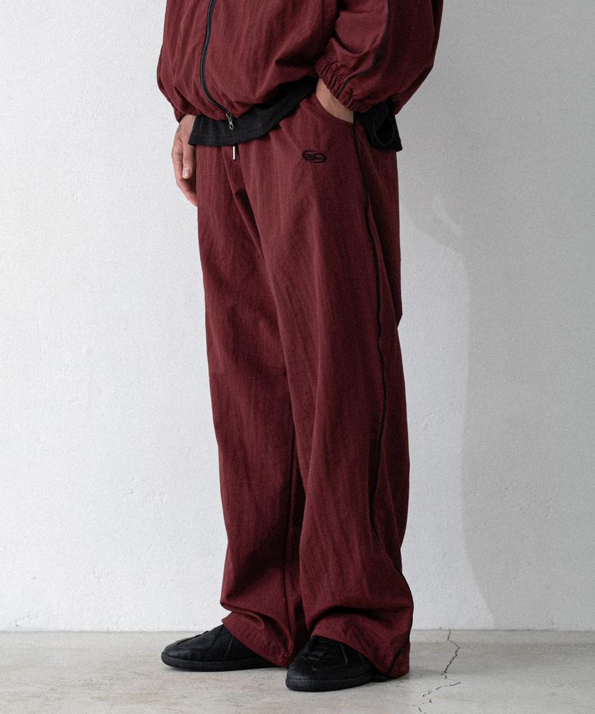 BURNING CAPONE Bc Piping Windbreaker Pants (Burgundy)