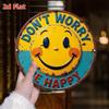 Rundes Metallschild im Vintage-Stil 'Don't Worry Be Happy' 7,8 Zoll Wandkunst Heimdekoration Blau Gelb