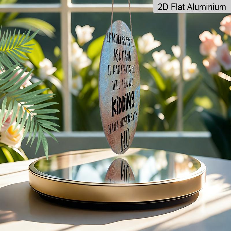 2D Flat, 1pc Round Aluminum Funny Grandparents Day Sign, "If Mom Says No Ask Nana" Vintage Distressed Design, Waterproof & Durable, Perfect for