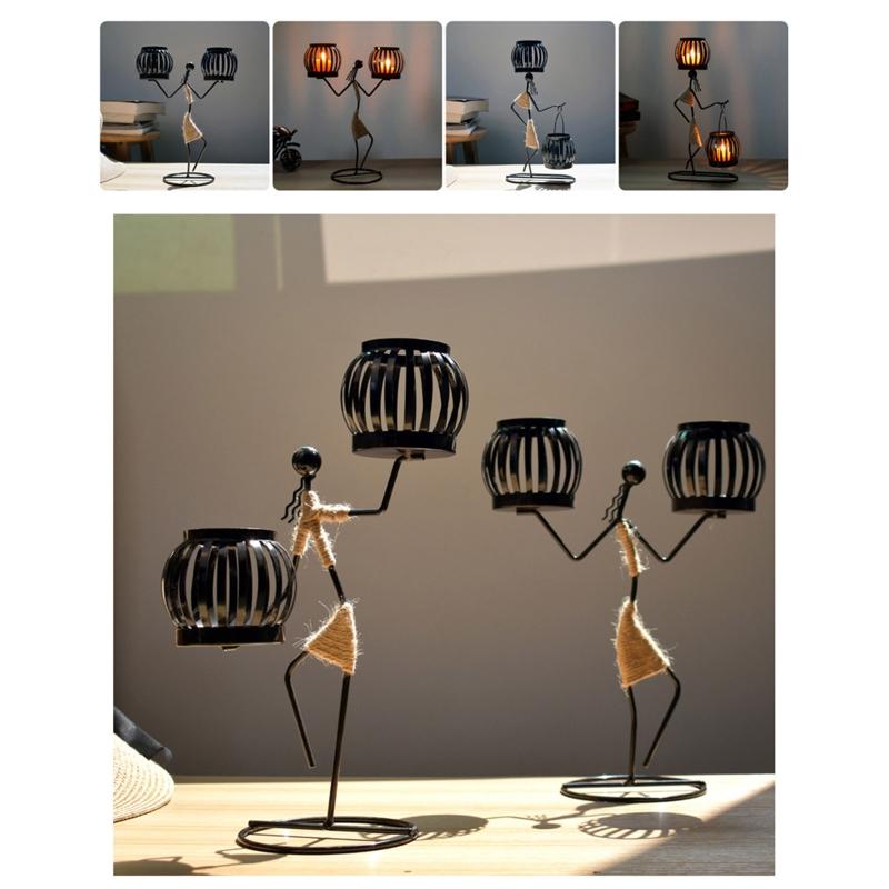 Modern Iron Figure Candlestick Holders Candlestick Desktop Art Decorations for Home Perfect Collectible Art Room Decors