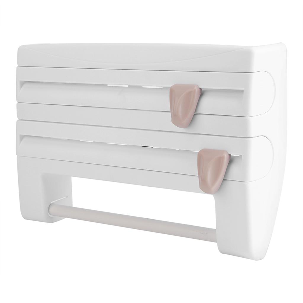Kitchen Sauce Bottle Storage Rack Paper Towel Holder Mount Kitchen Tool Cling Film Cut