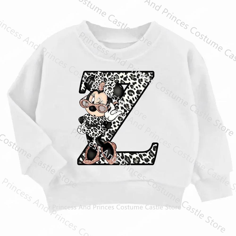 Children MINISO Minnie Hoodie Letter A B C D Kid Casual Clothes O-neck Pullover Little Baby Kawaii Cartoons Boy Girl Sweatshirts