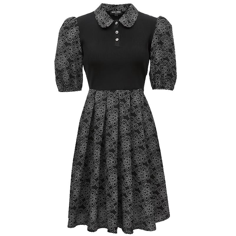 

VEROMODA Sweet Color Block Puff Sleeve Doll Collar Dress 32336Z020 M